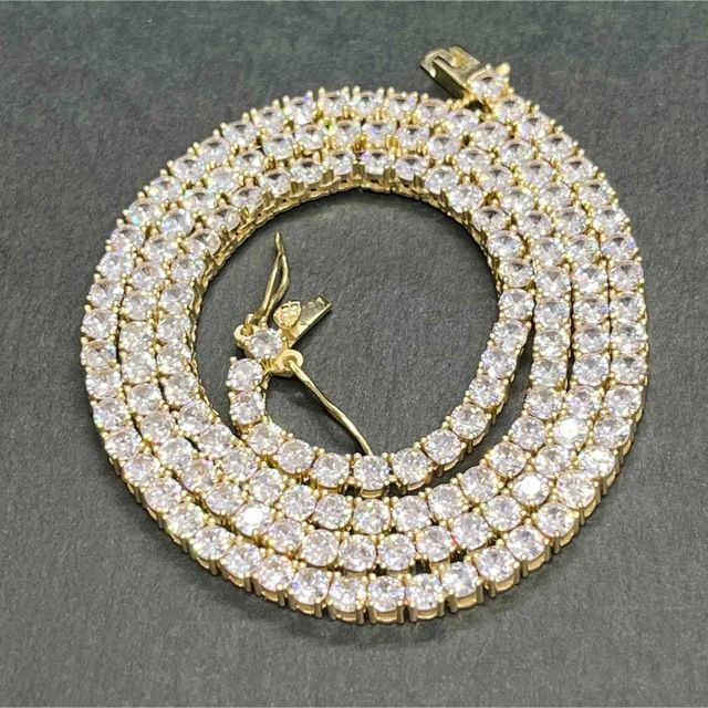 シルバー925 テニスチェーン テニスネックレス 18インチ3mm 金色の通販