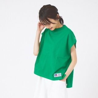 アバハウスマヴィ(abahouse mavie)の【グリーン】【別注】RUSSELLフレンチスリーブTシャツ(カットソー(長袖/七分))