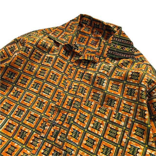 dwi 茶色 総柄 半袖 シャツ　派手　クラシック　レトロ　開襟　エスニック メンズのトップス(シャツ)の商品写真