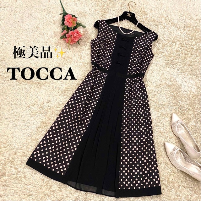 TOCCA - 【極美品】トッカ ドット柄リボンワンピース プリーツ ...