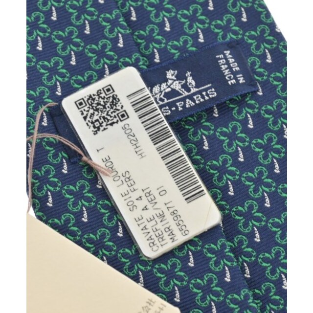 HERMES エルメス ネクタイ - 紺x緑(総柄) 【古着】 HERMES エルメス ネクタイ - 紺x緑(総柄) 【古着】