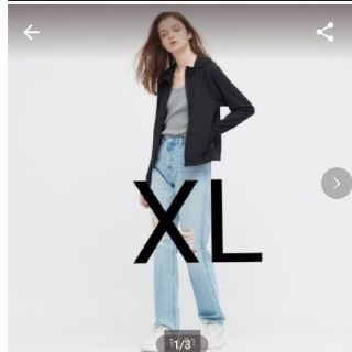 ユニクロ(UNIQLO)のユニクロ エアリズムUVカットメッシュパーカー　ブラック　XL(パーカー)