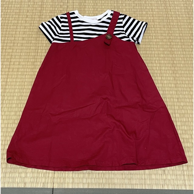 3can4on(サンカンシオン)の3can4on ワンピース　120cm 赤　女の子　ガール キッズ/ベビー/マタニティのキッズ服女の子用(90cm~)(ワンピース)の商品写真