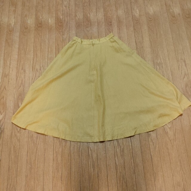 麻混カラシ色スカート9号 レディースのスカート(ひざ丈スカート)の商品写真