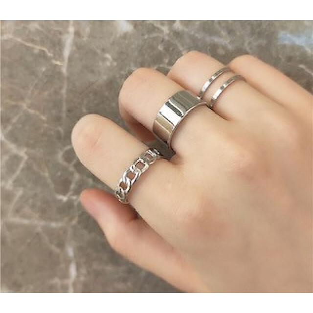 シルバーリング 3点セット フリーサイズ 指輪アクセサリー 男女兼用 オルチャン レディースのアクセサリー(リング(指輪))の商品写真