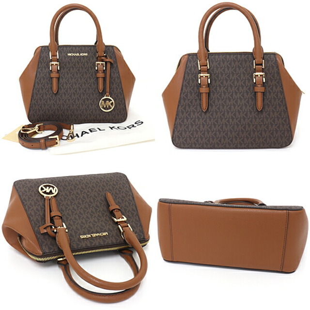 MICHAEL KORS マイケルコース 2WAYバッグ ショルダーバッグ ハンドバッグ PVCコーティングキャンバス レザー 35T0GCFM2B ブラウン ゴールド金具 Sランク