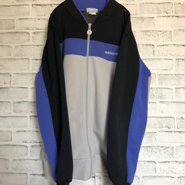 70s⭐️adidas トラックジャケット L 刺繍トレファイル ビンテージ青