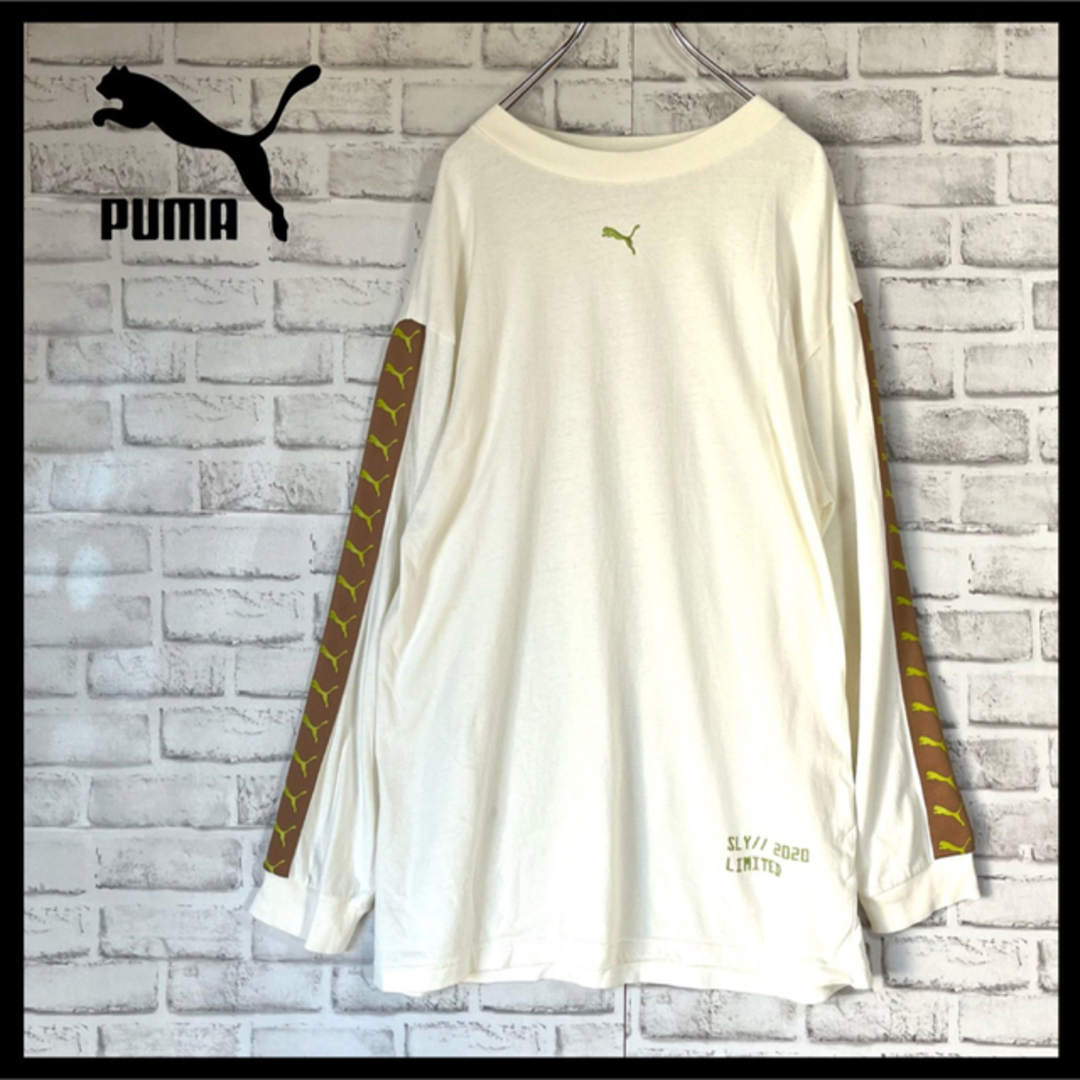 PUMA(プーマ)の【希少レア】プーマ⭐︎センター刺繍ロゴカットソー　袖ライン　ゆるだぼ古着女子 メンズのトップス(Tシャツ/カットソー(七分/長袖))の商品写真