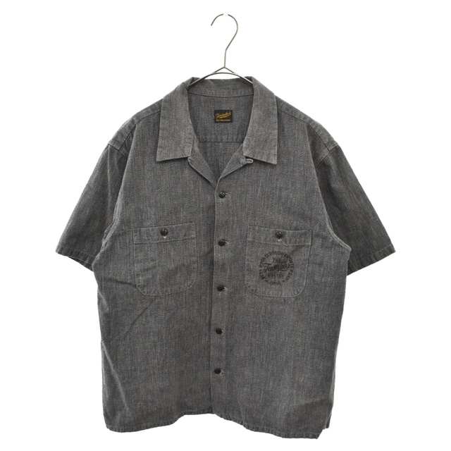 TENDERLOIN テンダーロイン T-SALT'N PEPPER SHT サークルロゴ オープンカラー 半袖シャツ ブラック