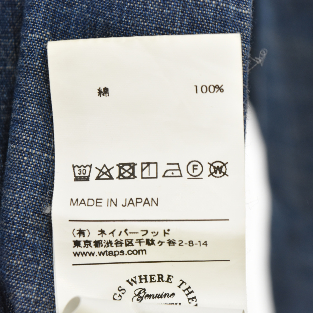 W)taps(ダブルタップス)のWTAPS ダブルタップス L/S DENIM SHIRTS 長袖インディゴ デニムシャツ ブルー メンズのトップス(シャツ)の商品写真