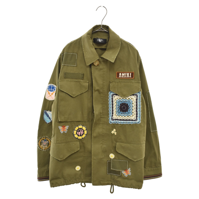 AMIRI(アミリ)のAMIRI アミリ 20SS Brothers Military Short Parka Jacket ブラザーズ ミリタリー ショート パーカ ジャケット 刺? ワッペン カーキ Size44 メンズのジャケット/アウター(フライトジャケット)の商品写真