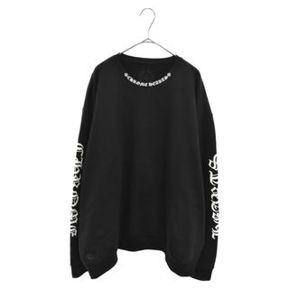 CHROME HEARTS Horseshoe Crewneck Sweatshirt クロムハーツ ホースシュークルーネックスウェットシャツ トレーナー 袖フローラルクロスプリント ブラック サイズXL【230329】【新古品】【me04】