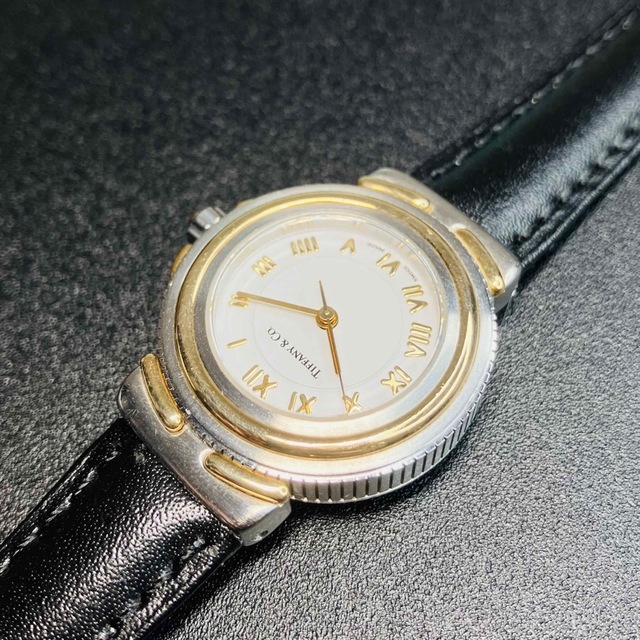 良品 可動品ティファニー 腕時計 コンビ インタリオ ギャランティ
