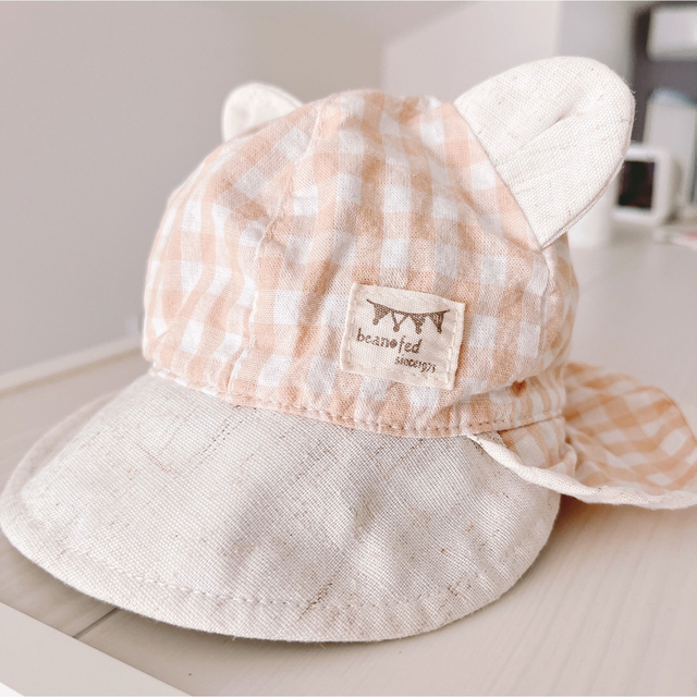 西松屋(ニシマツヤ)の赤ちゃん　帽子　クマ耳　日除け付き キッズ/ベビー/マタニティのこども用ファッション小物(帽子)の商品写真