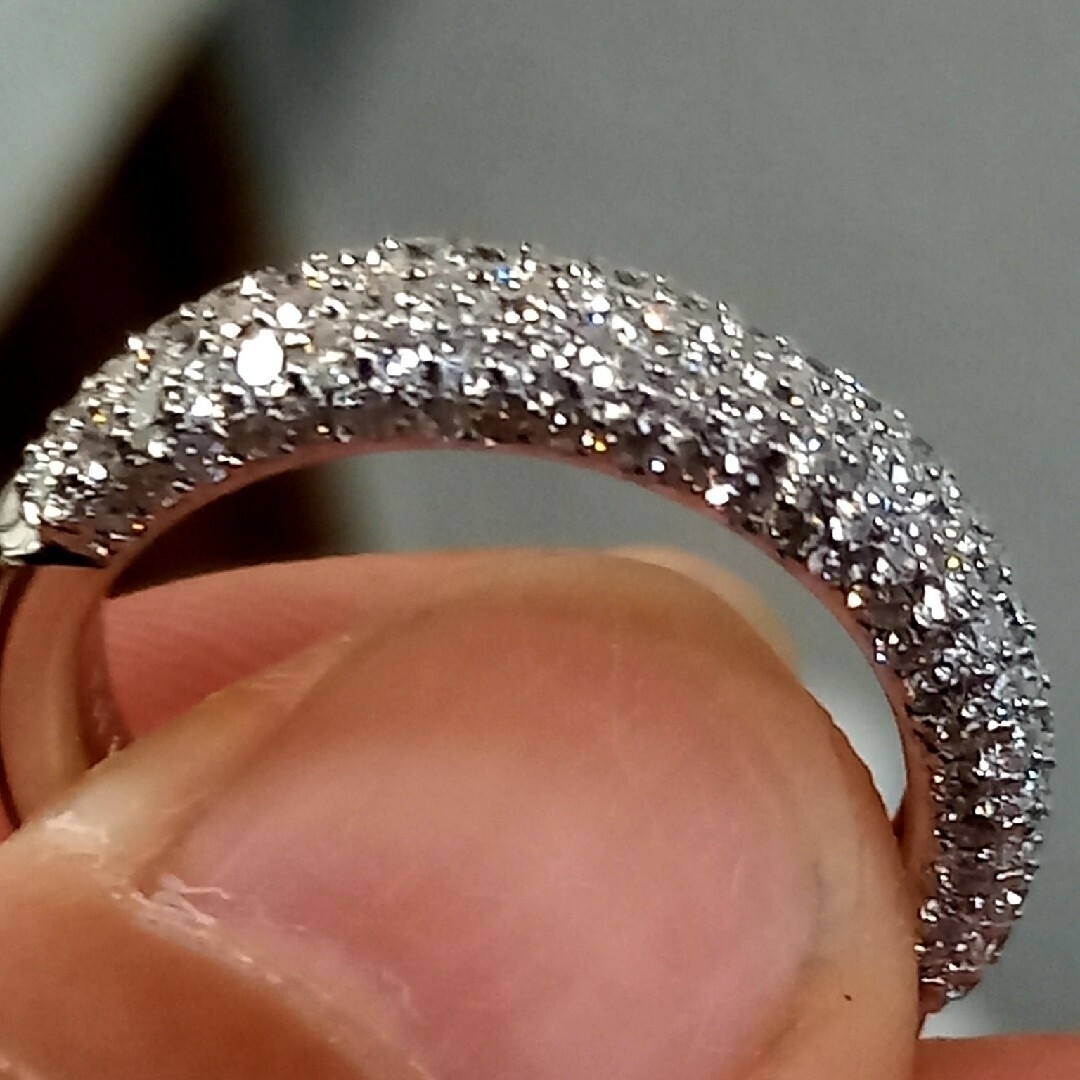 買得 ☆PT900 天然ダイヤモンド1.04ct パヴェリング 5列 縁までダイヤ