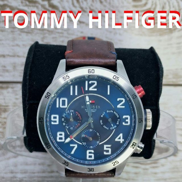 TOMMY HILFIGER - 動作品 TOMMY HILFIGER 腕時計 メンズ レザーバンド 定価4万円の通販 by Panda's