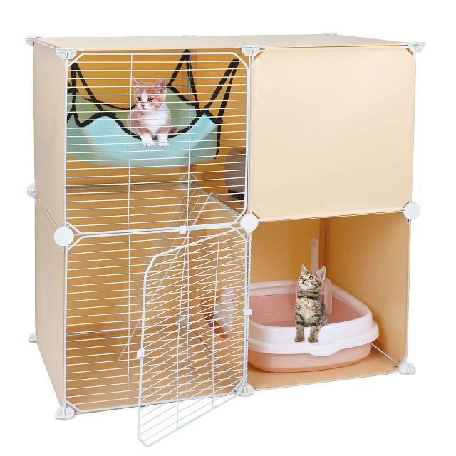 Xverycan 改善品2.0猫 ケージ 2段 トイレ付き キャットケージ 猫用
