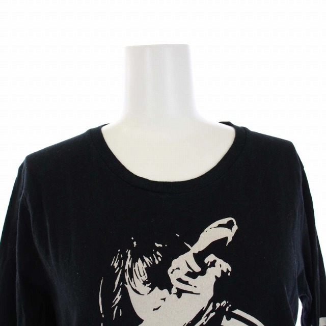 ヒステリックグラマー Tシャツ カットソー 七分袖 プリント F 黒 ブラック