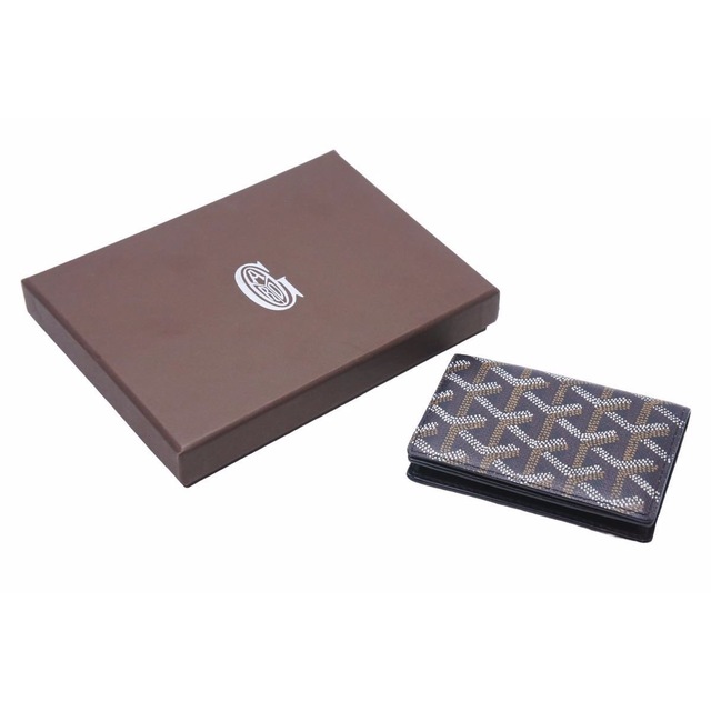 珍しい GOYARD 48945 中古 美品 箱付き ブラック ヘリンボーン柄 名刺