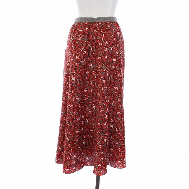 IENA(イエナ)のイエナ Red Marbleバイヤススカート フレア ロング 総柄 34 赤 レディースのスカート(ロングスカート)の商品写真