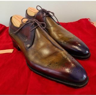 ベルルッティ(Berluti)の【美品】ナポリターノラケーレ　2アイレット　メダリオン　パティーヌ　緑系　6(ドレス/ビジネス)