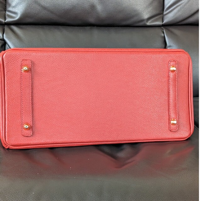 【DIANA ダイアナ】バーキン型 レザーバッグ 本革 ハンドバッグ 朱色