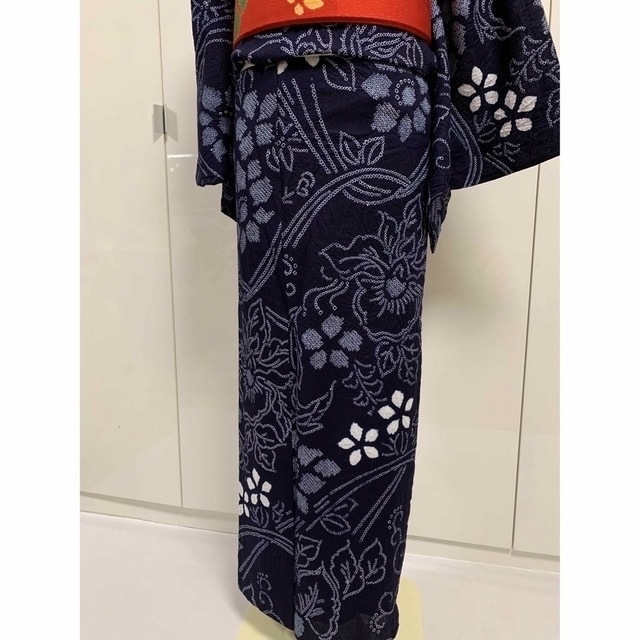 ビッグ割引 ゆかた 浴衣 ユカタ しぼり 絞り 紺色 お仕立て上がり 花火
