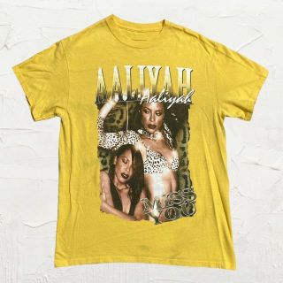 KAU AALIYAH 黄色 アリーヤ　アーティスト　バンド Tシャツ(Tシャツ/カットソー(半袖/袖なし))