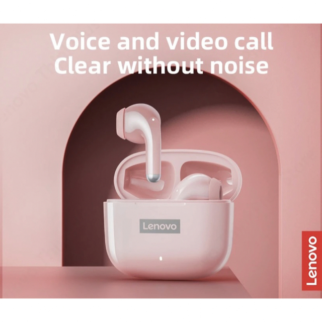 Lenovo(レノボ)の【Lenovo LP40pro ピンク】 Bluetooth ワイヤレスイヤホン スマホ/家電/カメラのオーディオ機器(ヘッドフォン/イヤフォン)の商品写真