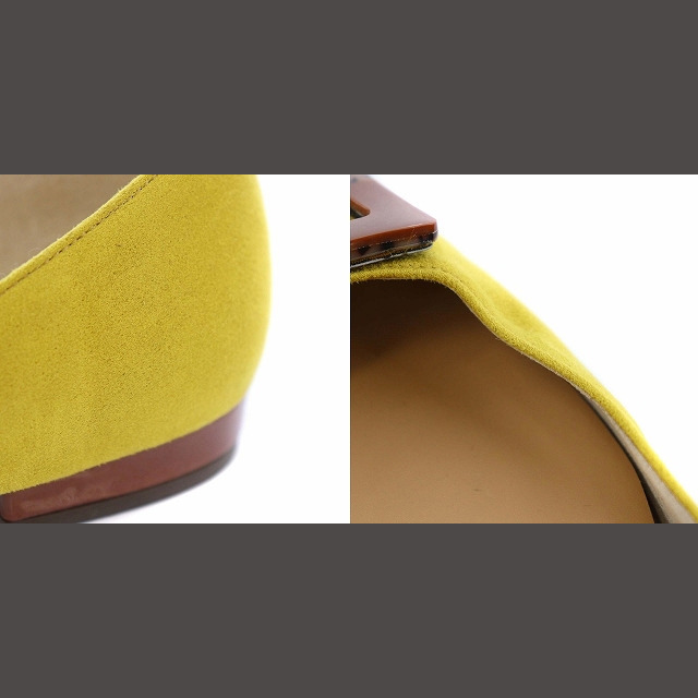 Le Talon(ルタロン)のルタロン パンプス ローヒール ポインテッドトゥ バックル付き スエード 黄 レディースの靴/シューズ(ハイヒール/パンプス)の商品写真