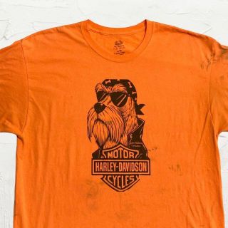 KAJ オレンジ HARLEY DAVIDSON　ハーレー　犬 Tシャツ(Tシャツ/カットソー(半袖/袖なし))