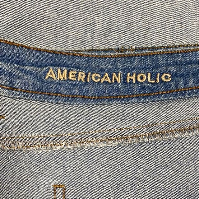 AMERICAN HOLIC(アメリカンホリック)の【アメリカンホリック】デニムスカート ひざ丈 薄めブルー M レディースのスカート(ひざ丈スカート)の商品写真