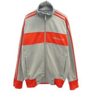 アディダス(adidas)のアディダス トレフォイルロゴ トラックジャケット M グレー×レッド adidas ジャージ メンズ 【中古】  【230503】(ダッフルコート)