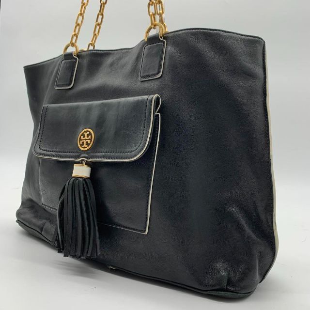 極美品】トリーバーチ チェーン トートバッグ レザー 黒 ブラック