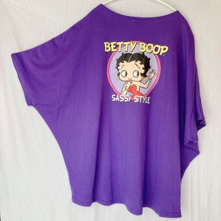 ベティブープ(Betty Boop)のゆったりサイズ ベティ ドルマン スリーブ  Tシャツ チュニック F 紫(チュニック)