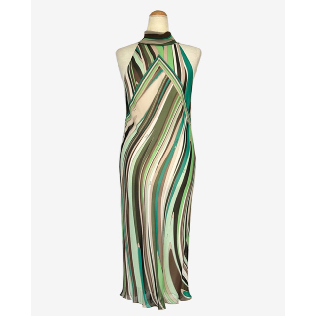 EMILIO PUCCI エミリオプッチ シルク ロング ドレス グリーン 良質 www