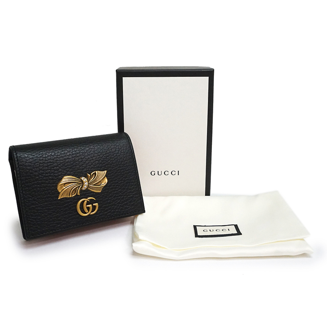 未使用品！GUCCI【グッチ】GGマーモント×レザー コンパクトウォレット財布-