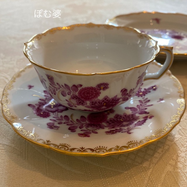 マイセン】柿右衛門写し シノワズリ/トリオ「インドの花と蝶」 格安