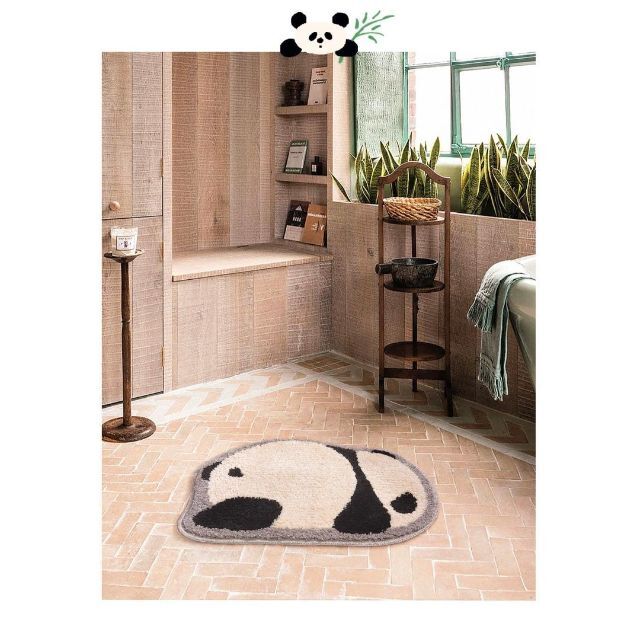 Nuanzao panda mini rug パンダ ミニラグ グレー 4