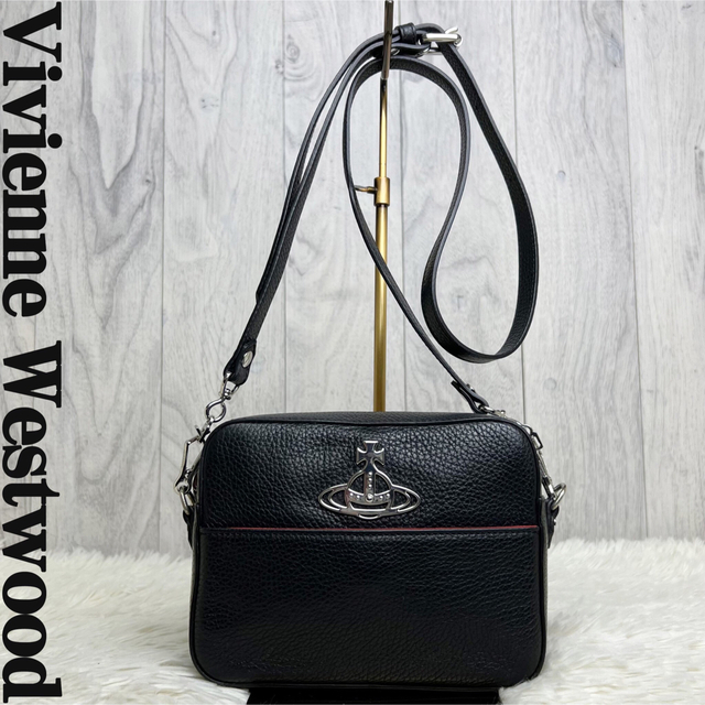 極美品 VIVIENNE WESTWOOD レザー ハンドバッグ 黒 オーブ-