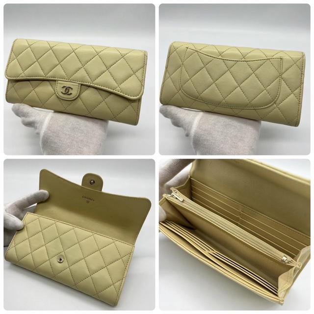 デウス エクスマキナ 新型!美品 シャネル ラムスキン マトラッセ 長財布 イエロー