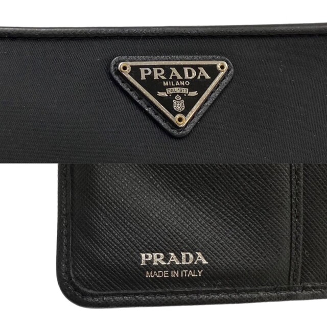 極 美品 PRADA プラダ 三角ロゴ 金具 ナイロン サフィアーノ レザー 本 ...