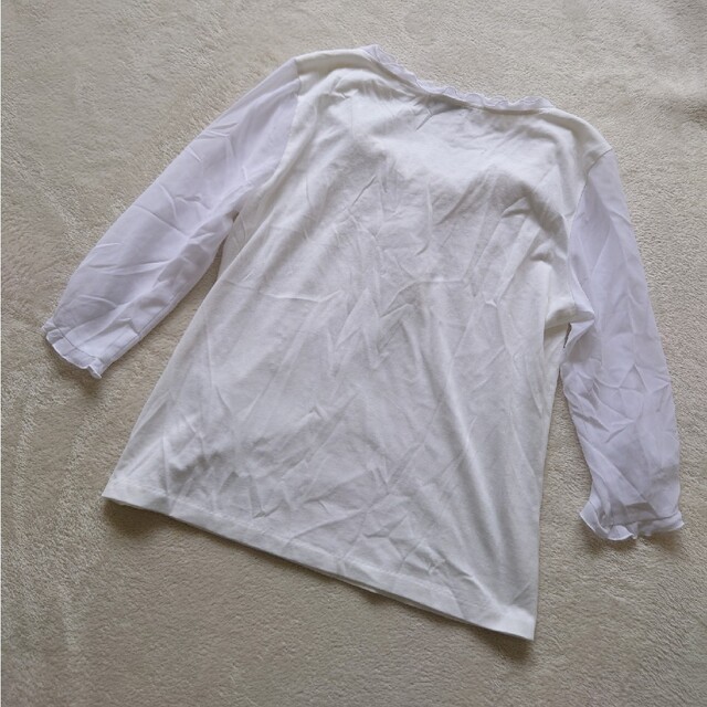 AUSTIN REED 七分袖カットソー ブラウス ビジュー 立体花 40