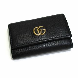 グッチ(Gucci)のGUCCI GGマーモント 6連 レザー キーケース ブラック ゴールド金具(キーケース)