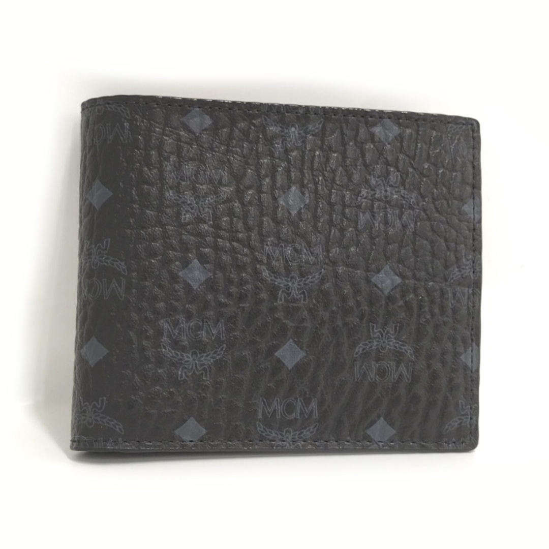 MCM ヴィセトス 二つ折り財布 コーテッドキャンバス レザー ブラック系