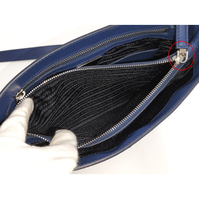 PRADA - PRADA ショルダーバッグ サフィアーノ レザー ブルー PRADA - PRADA ショルダーバッグ サフィアーノ レザー ブルー