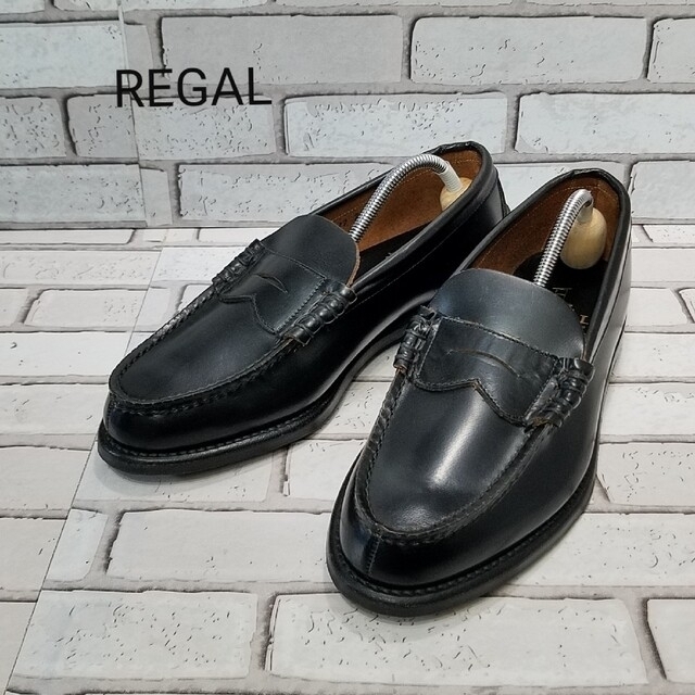 ブラック型番【REGAL】リーガル　コインローファー　定番　本革　革靴　ブラック