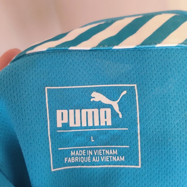 PUMA(プーマ)のプーマ PUMA ブルー ストレッチ ポロシャツ  Lサイズ スポーツ/アウトドアのゴルフ(ウエア)の商品写真