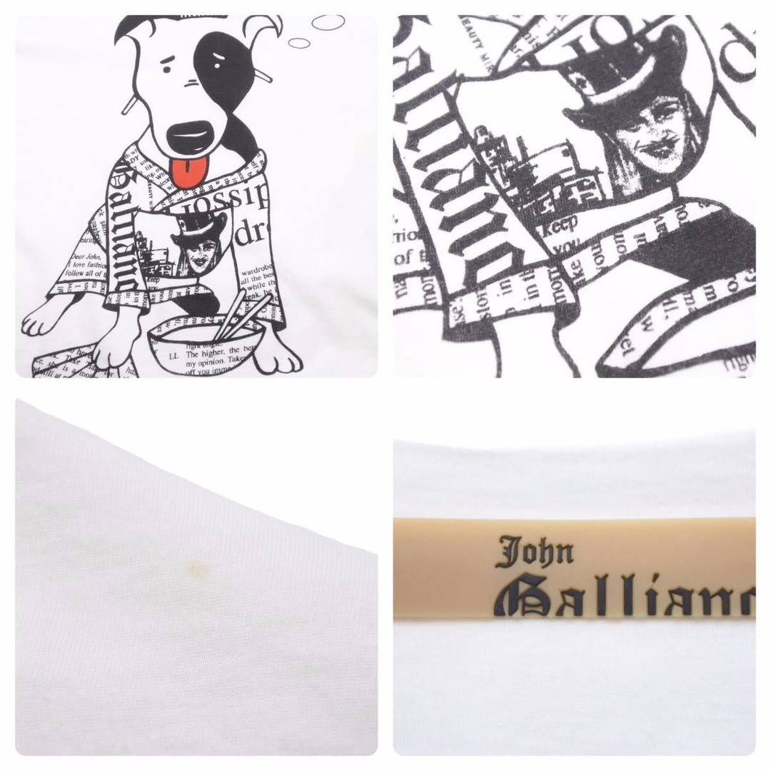 JOHN GALLIANO ジョンガリアーノ 半袖Ｔシャツ Vネック ブランドロゴ 5NMD055026 コットン ホワイト サイズM 美品  48824 8