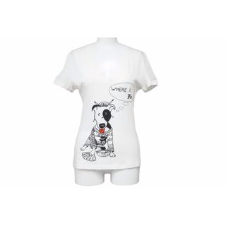 ジョンガリアーノ(John Galliano)のJOHN GALLIANO ジョンガリアーノ 半袖Ｔシャツ Vネック ブランドロゴ 5NMD055026 コットン ホワイト サイズM 美品 中古 48824(Tシャツ(半袖/袖なし))